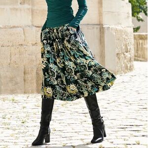 Peruvian Connection Ambrosia Midi Skirt Pockets Size 8 Womens NEW